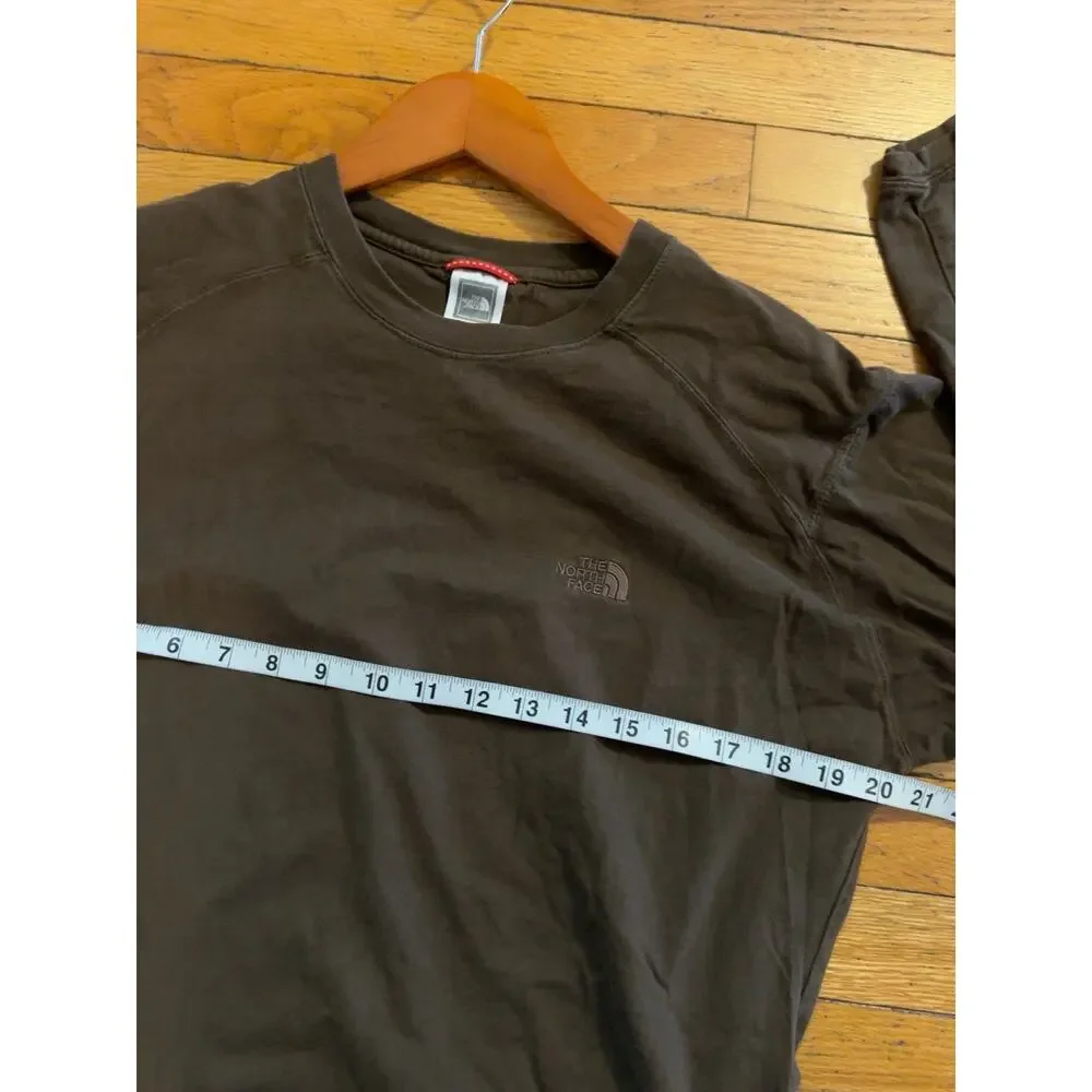 The North Face Long Sleeve T Shirt Men’s Medium Brown Logo Crew Neck Cotton